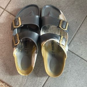 Birkenstock multi metallic Arizona slides size 41 European.